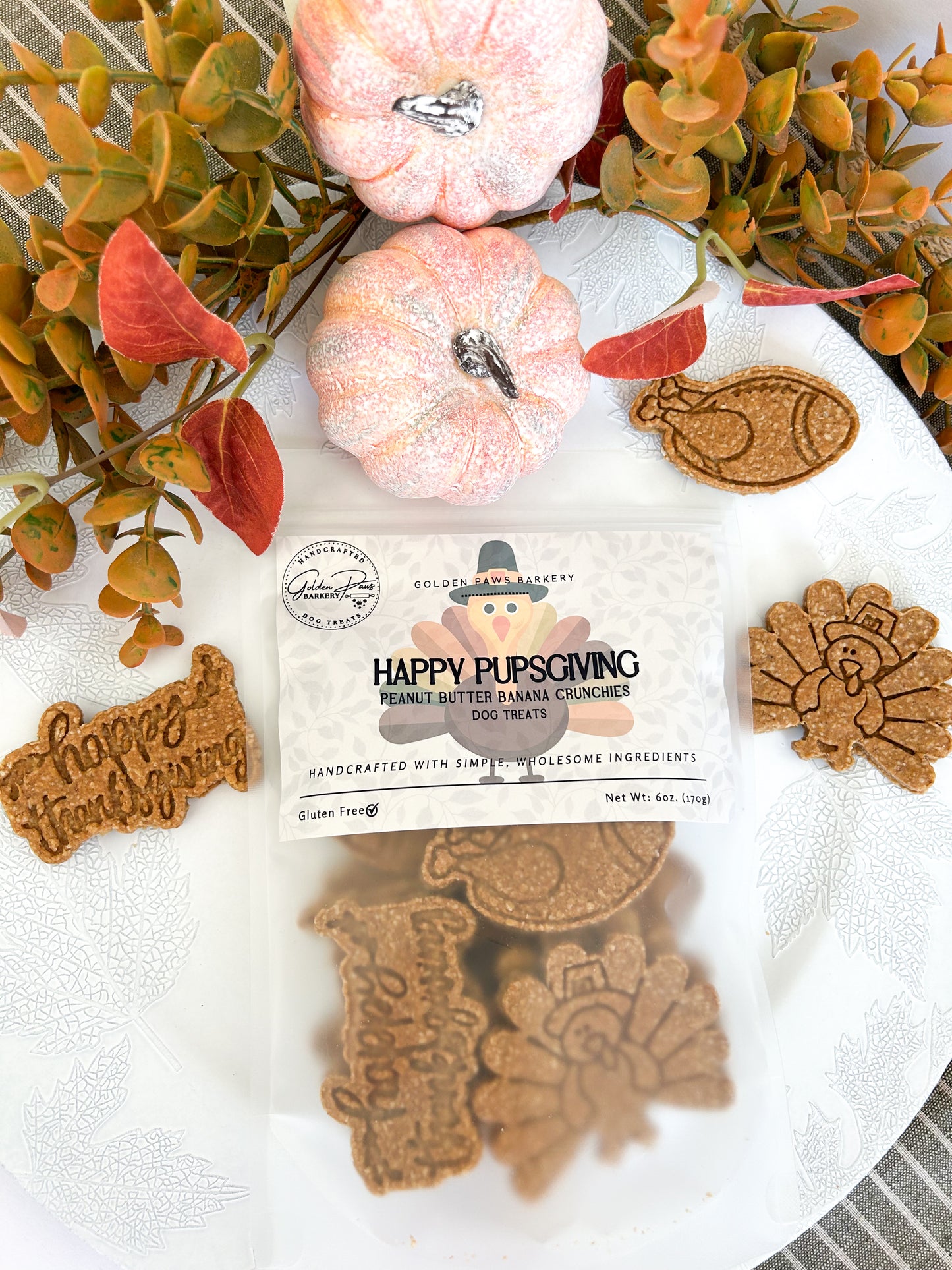 “HAPPY PUPSGIVING” Peanut Butter Banana Crunchies