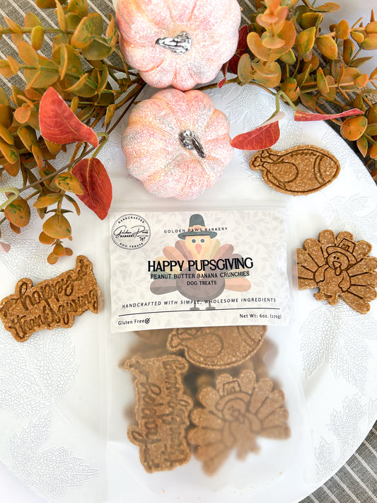 “HAPPY PUPSGIVING” Peanut Butter Banana Crunchies