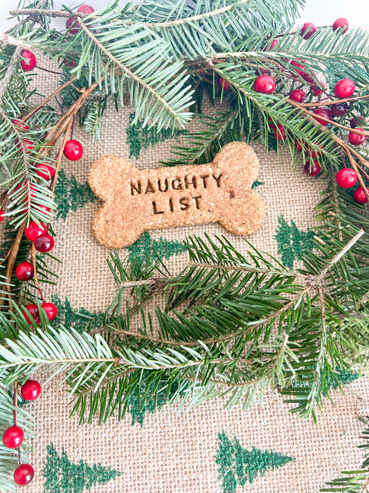 Naughty List Stamped Bone