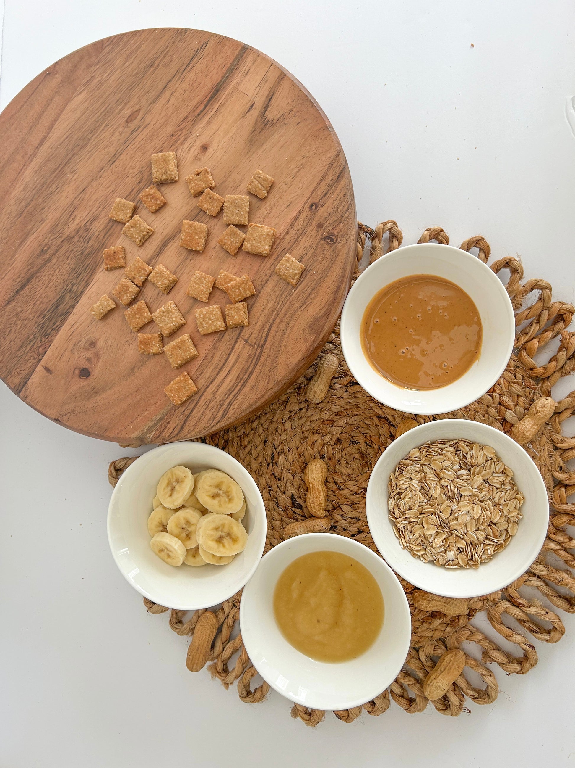 Peanut Butter Banana Crunchies Training Treats – Golden Paws Barkery